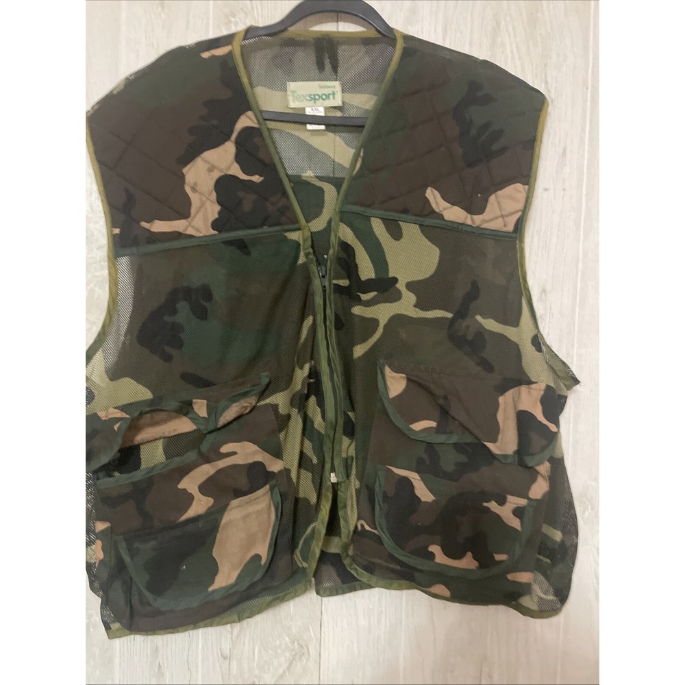 TexSport Vest Mens Xxl Camo Zip Up Netting Bird‎ Game Pouch Slightly Worn